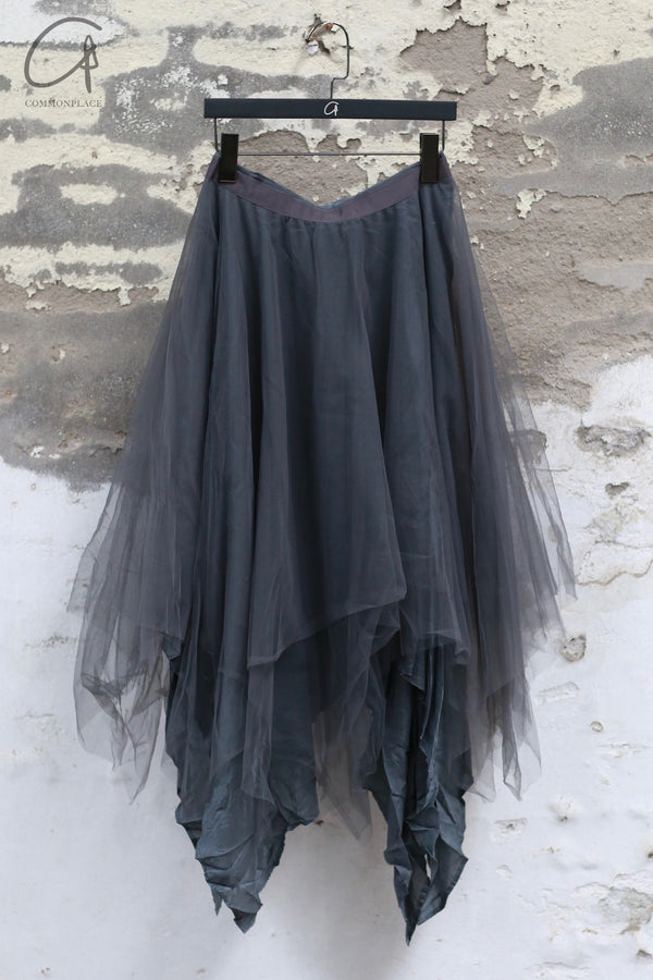 Marc Le Bihan 2590 Triple Tulle Silk Skirt Collection Handmade in France MLB-2590-GRIS FONCE